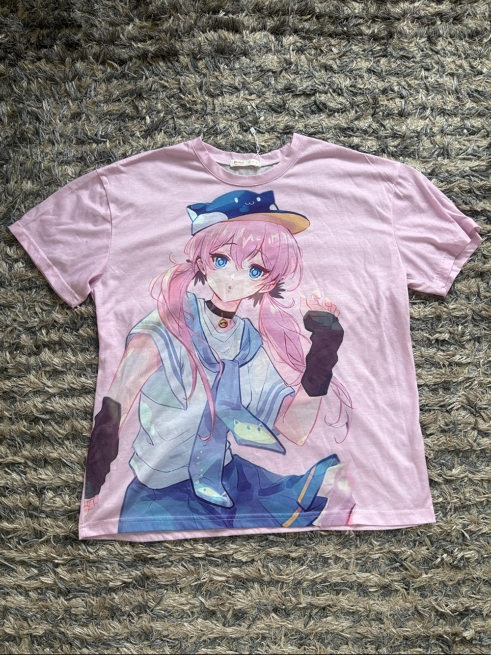 ROMWE Pink Anime Graphic Short Sleeve Tee Size S New